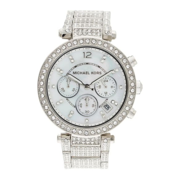 Michael Kors Parker MOP Dial Crystals Steel Ladies